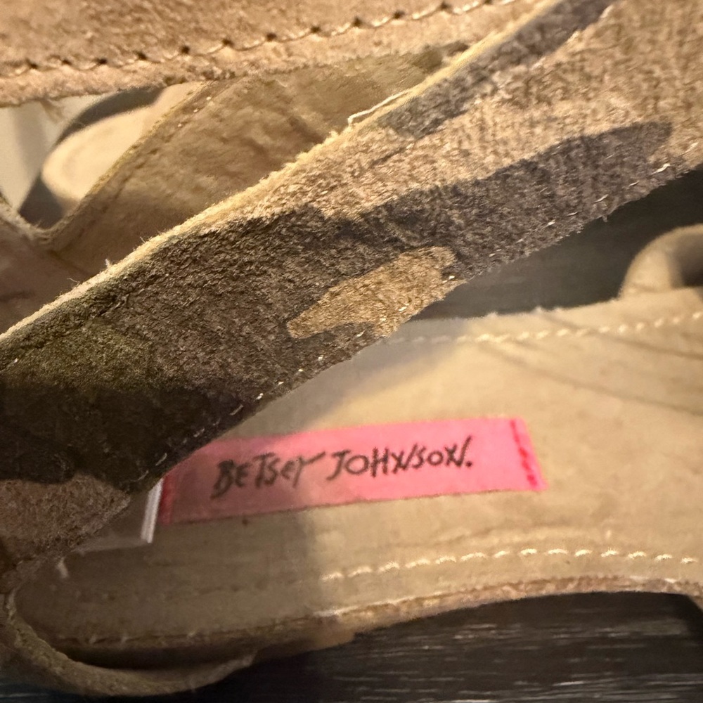 Betsey Johnson Camo Suede Leopard Strap Flat Sandals Back Zip Women’s 7.5 - Picture 8 of 13